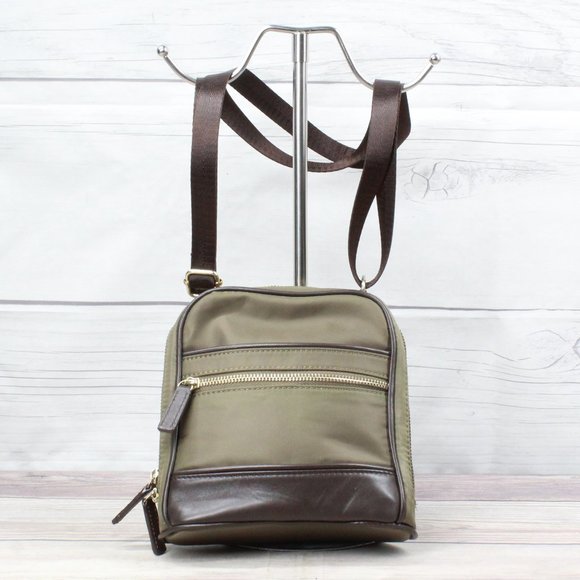 Portagio Handbags - Portagio Brown Leather Trim Crossbody Bag Organizer Handbag